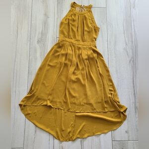 Banana Republic Mustard Yellow High-Low Dress Size 6 Chiffon